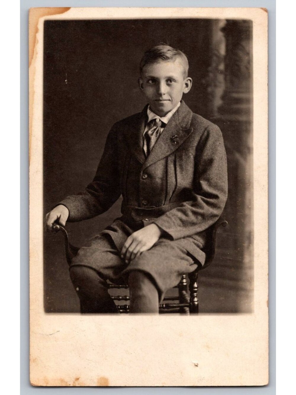 Antique RPPC Postcard Named Portrait Young Man Harry Prior Edwardian Fashion